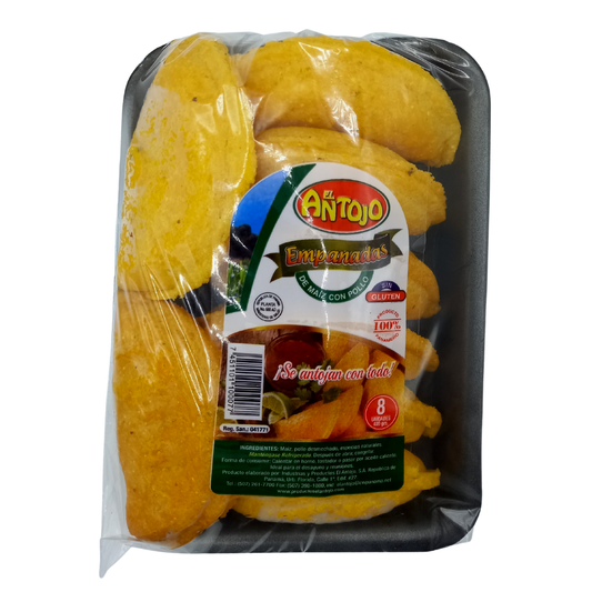 EMPANADA DE MAIZ CON POLLO EL ANTOJO 8 UND