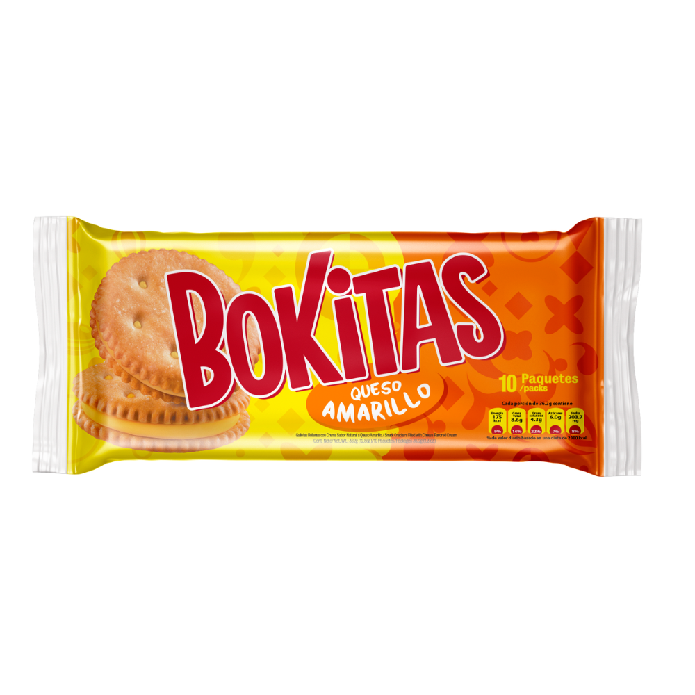 GALLETAS DE QUESO AMARILLO BOKITAS POZUELO 10 UND