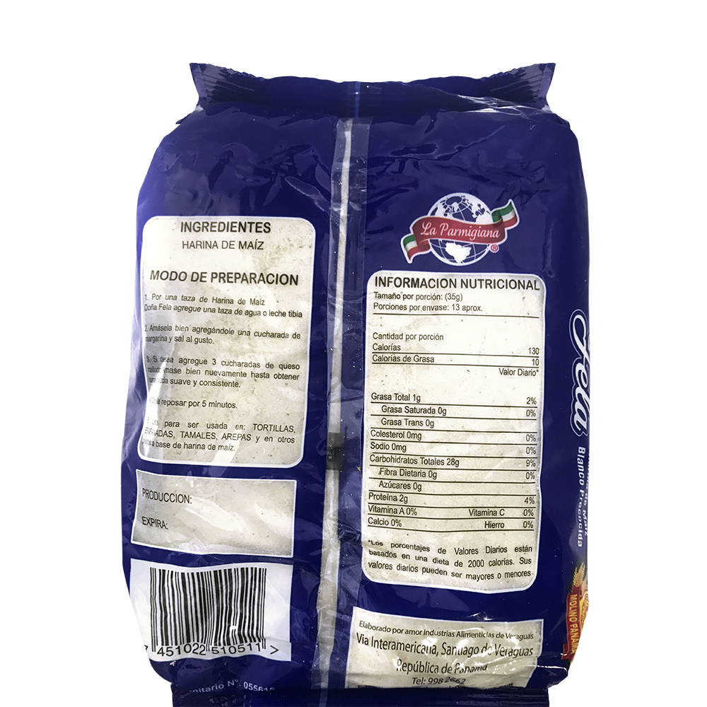 HARINA DE MAÍZ BLANCO PRECOCIDA MOLINO PANAMA 400G