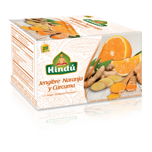TÉ HINDÚ JENGIBRE, NARANJA Y CÚRCUMA  CAJA DE 20 SOBRES
