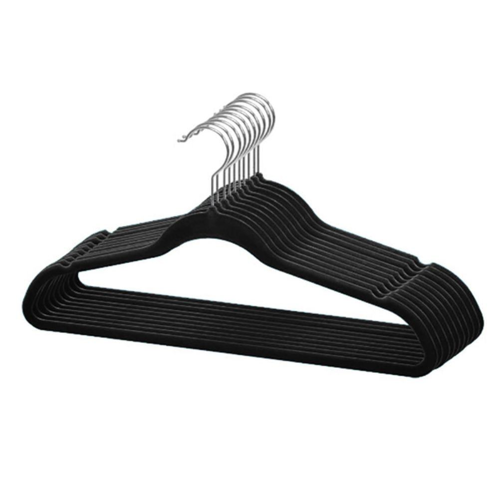 GANCHOS DE TERCIOPELO DE COLOR NEGRO HOME BASICS 10 UND