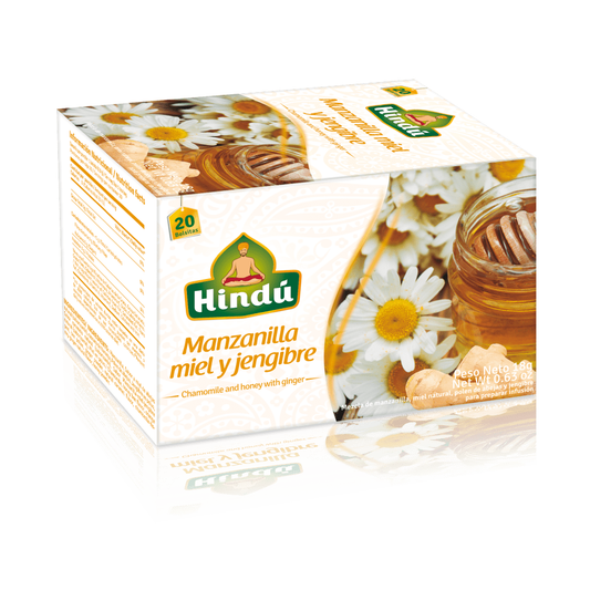 TÉ HINDÚ MANZANILLA, MIEL Y JENGIBRE  CAJA DE 20 SOBRES