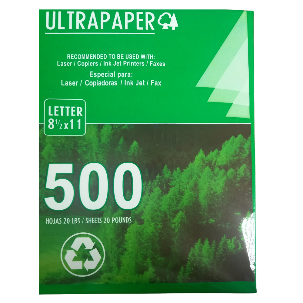 RESMA DE PAPEL BOND TAMAÑO 8.5X11 20 LB 500 HJS ULTRAPAPER