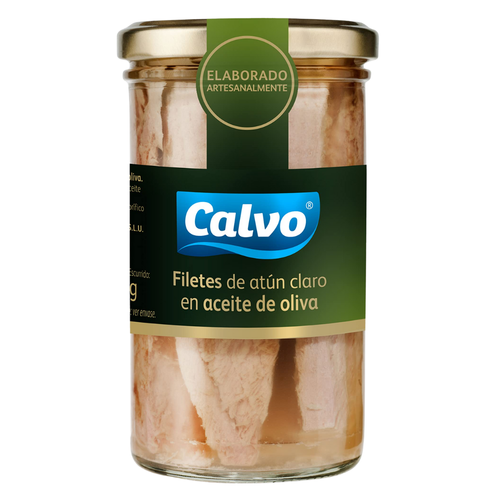 FILETE DE ATUN CLARO EN ACEITE DE OLIVA CALVO 250 GR