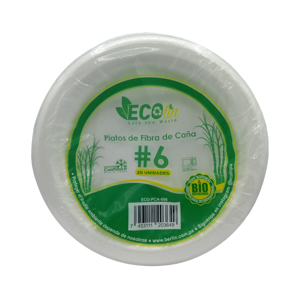 PLATOS BIODEGRADABLES #6 ECOLIN 20 UND