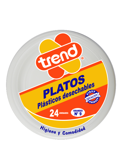 PLATOS PLASTICOS #9 TREND BLANCOS 24 UNIDADES