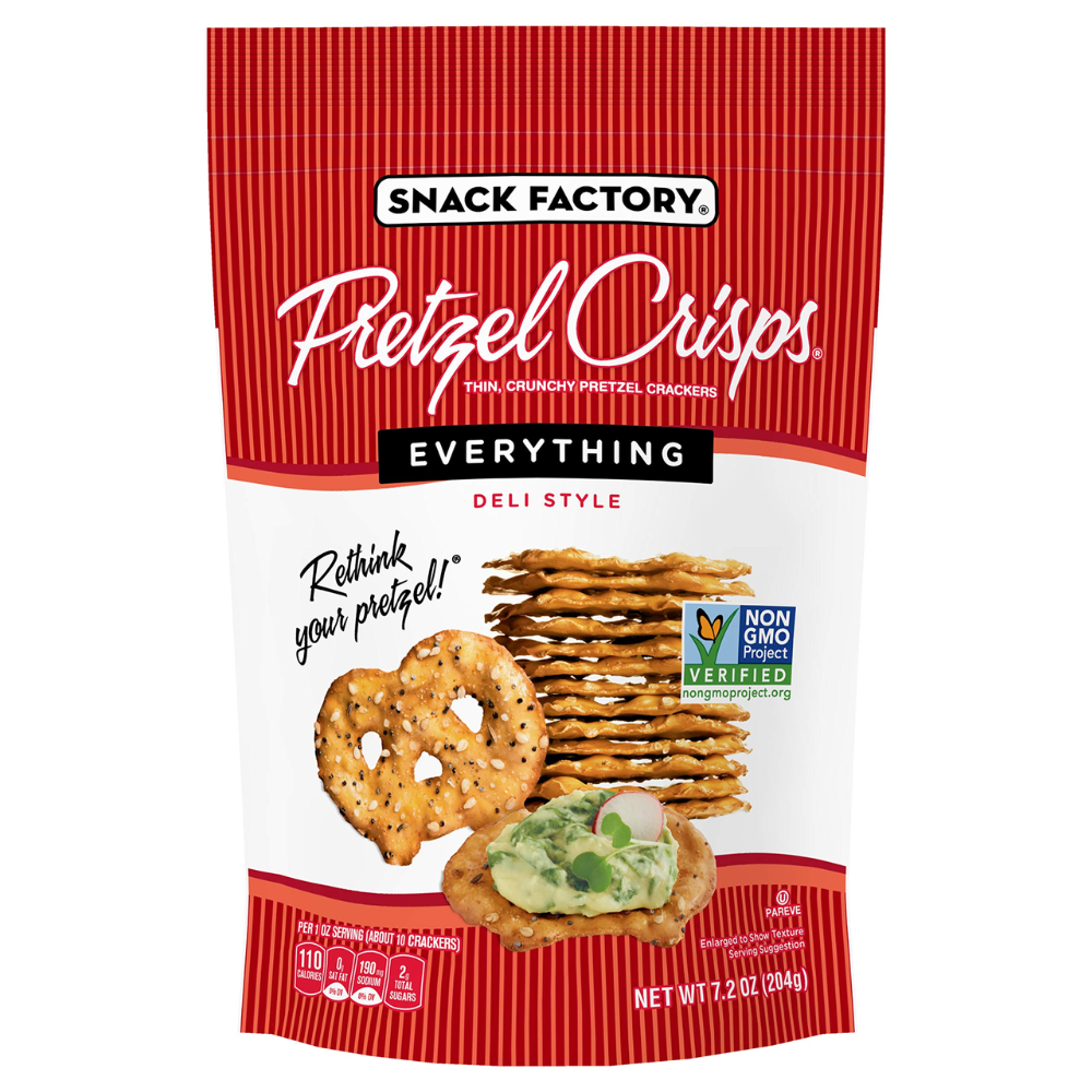 PRETZEL CRISPS EVERYTHING SNACK FACTORY 7.2 OZ