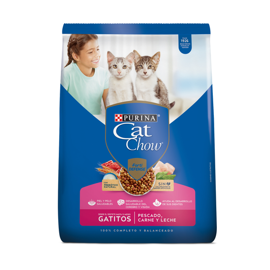 PURINA CAT CHOW GATITOS PESCADO, CARNE Y LECHE 500 GR