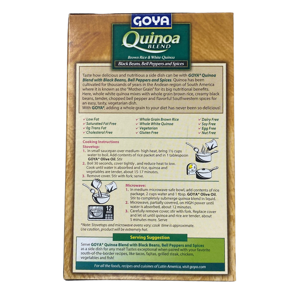 QUINOA BLANCA CON ARROZ FRIJOL NEGRO Y ESPECIAS GOYA 6 OZ
