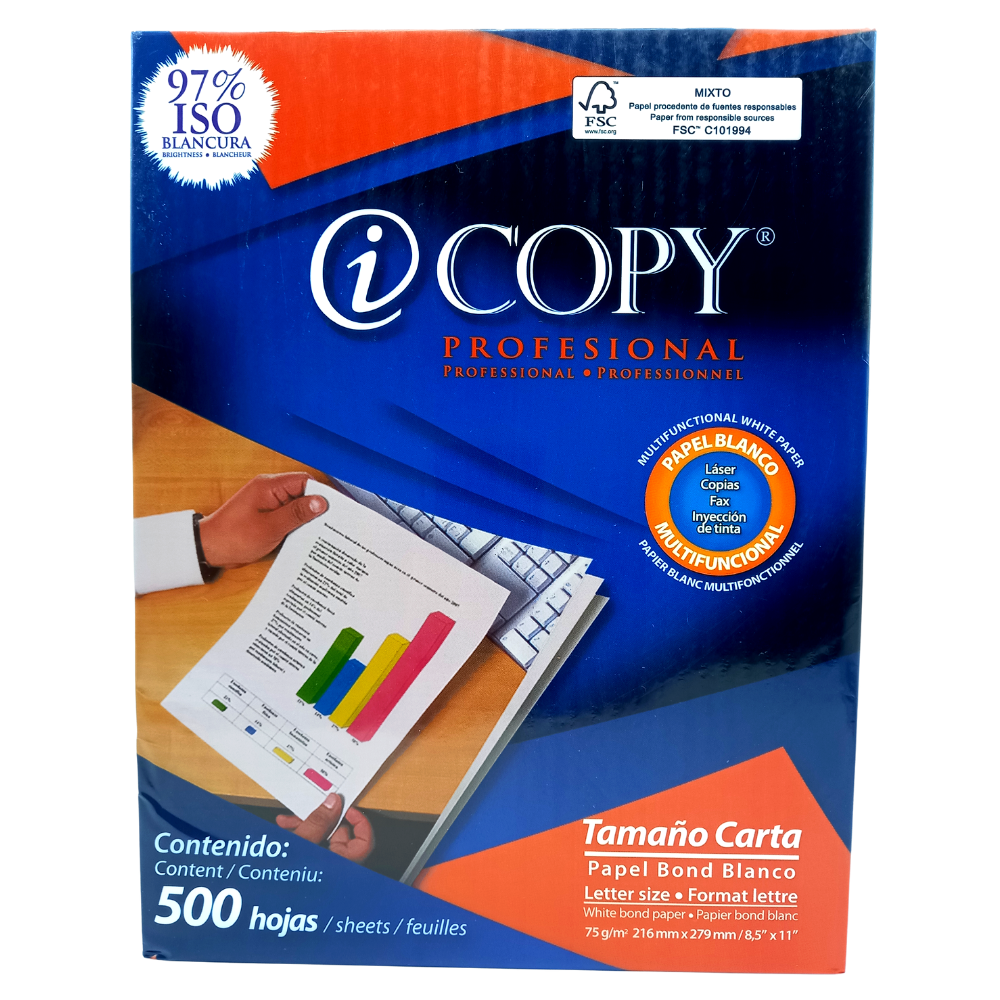 RESMA DE PAPEL MULTIPROPOSITO 97% 8.5X11 20 LB ICOPY