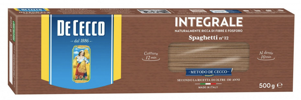 PASTA DE CECCO SPAGHETI INTEGRAL N. 12 500 GR