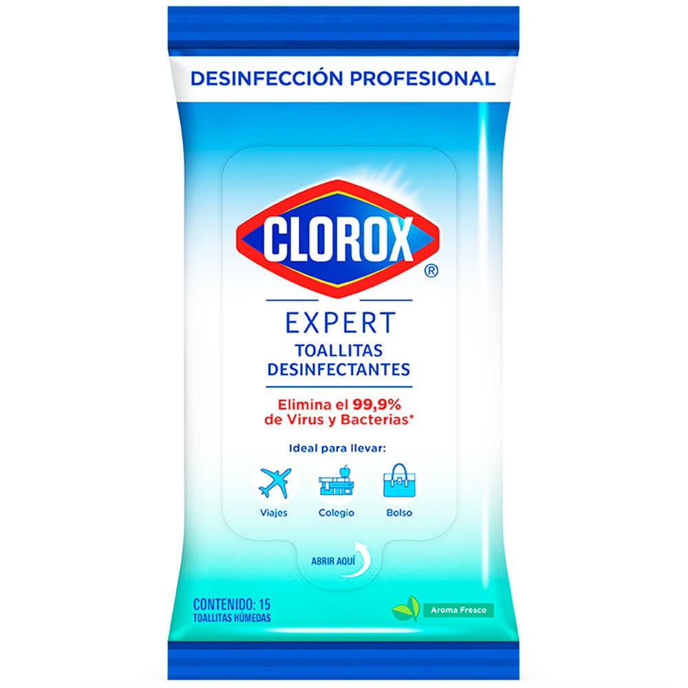 TOALLITAS DESINFECTANTES CLOROX EXPERT FLOWPACK 15 UNIDADES