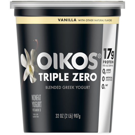 YOGURT OIKOS GRIEGO TRIPLE ZERO VANILLA QUART 32 OZ