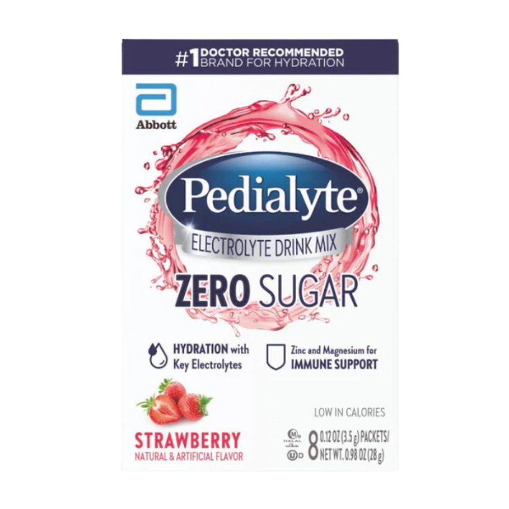 PEDIALYTE EN POLVO SIN AZUCAR FRESA 8 UND