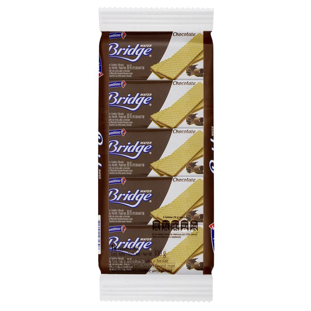 GALLETAS WAFER DE CHOCOLATE BRIDGE 10 UND