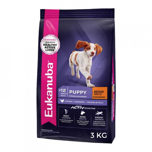 ALIMENTO PARA CACHORRO MEDIANO EUKANUBA 3 KG