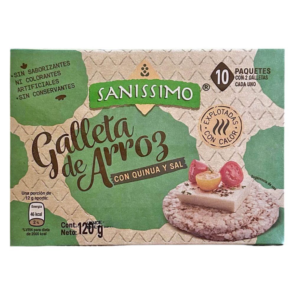 GALLETAS DE ARROZ SANISSIMO CON QUINOA Y SAL 10 PAQ 120 GR