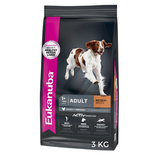 ALIMENTO PARA PERRO MEDIANO ADULTO EUKANUBA 3 KG