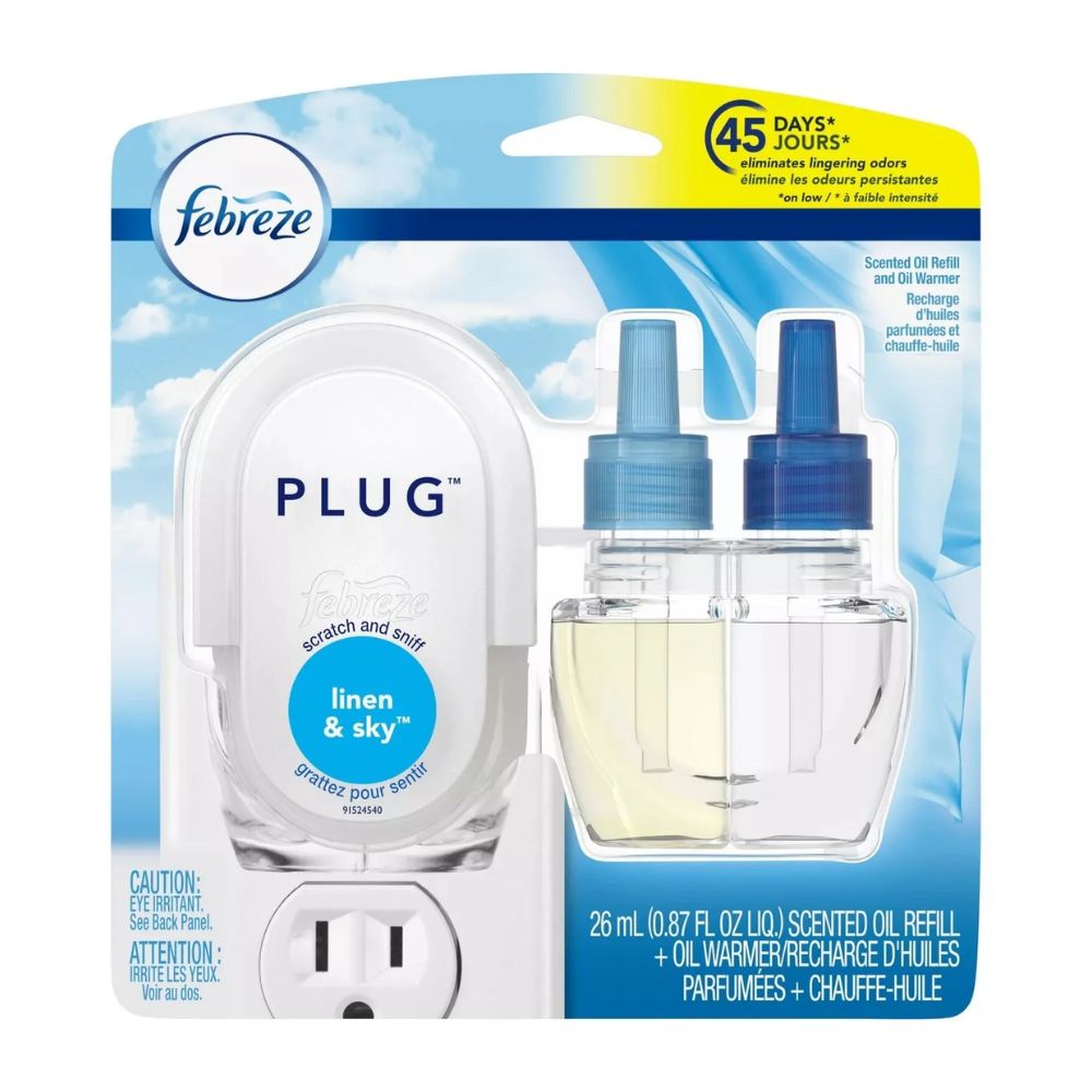 AROMATIZANTE PARA HOGAR PLUG LINEN & SKY WARMER + REFILL FEBREZE