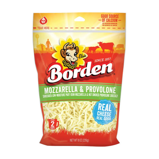 QUESO MOZZARELLA & PROVOLONE RALLADO  BORDEN 8 ONZAS