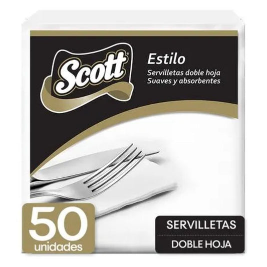 SERVILLETAS ESTILO DOBLE HOJA SCOTT 50 UND