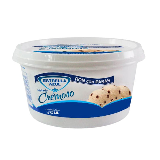 HELADO ESTRELLA AZUL RON CON PASAS 473 ML