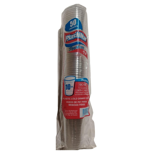 VASO PLÁSTICO PET PLASTIMAR 10 OZ / 50 UND