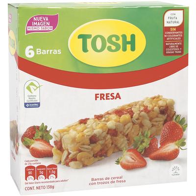 BARRA TOSH CON TROZOS DE FRESA 138 G