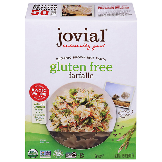 JOVIAL ORGANIC BROWN RICE PASTA GLUTEN FREE FARFALLE 12 OZ