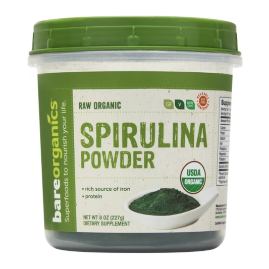 BAREORGANICS SPIRULINA POWDER 8 OZ