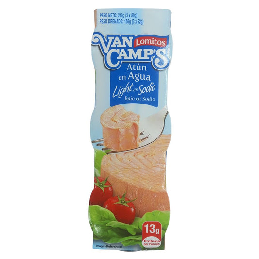ATUN EN AGUA BAJO EN SAL LIGHT VAN CAMPS 3 PACK