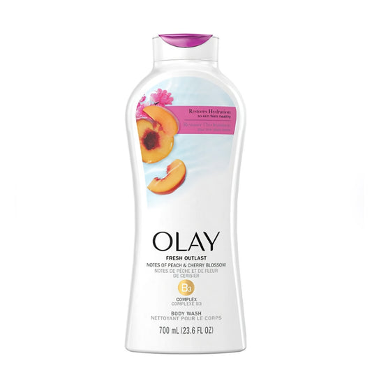JABON DE BAÑO LIQUIDO OLAY DURAZNO Y FLOR DE CEREZO 23.6 OZ