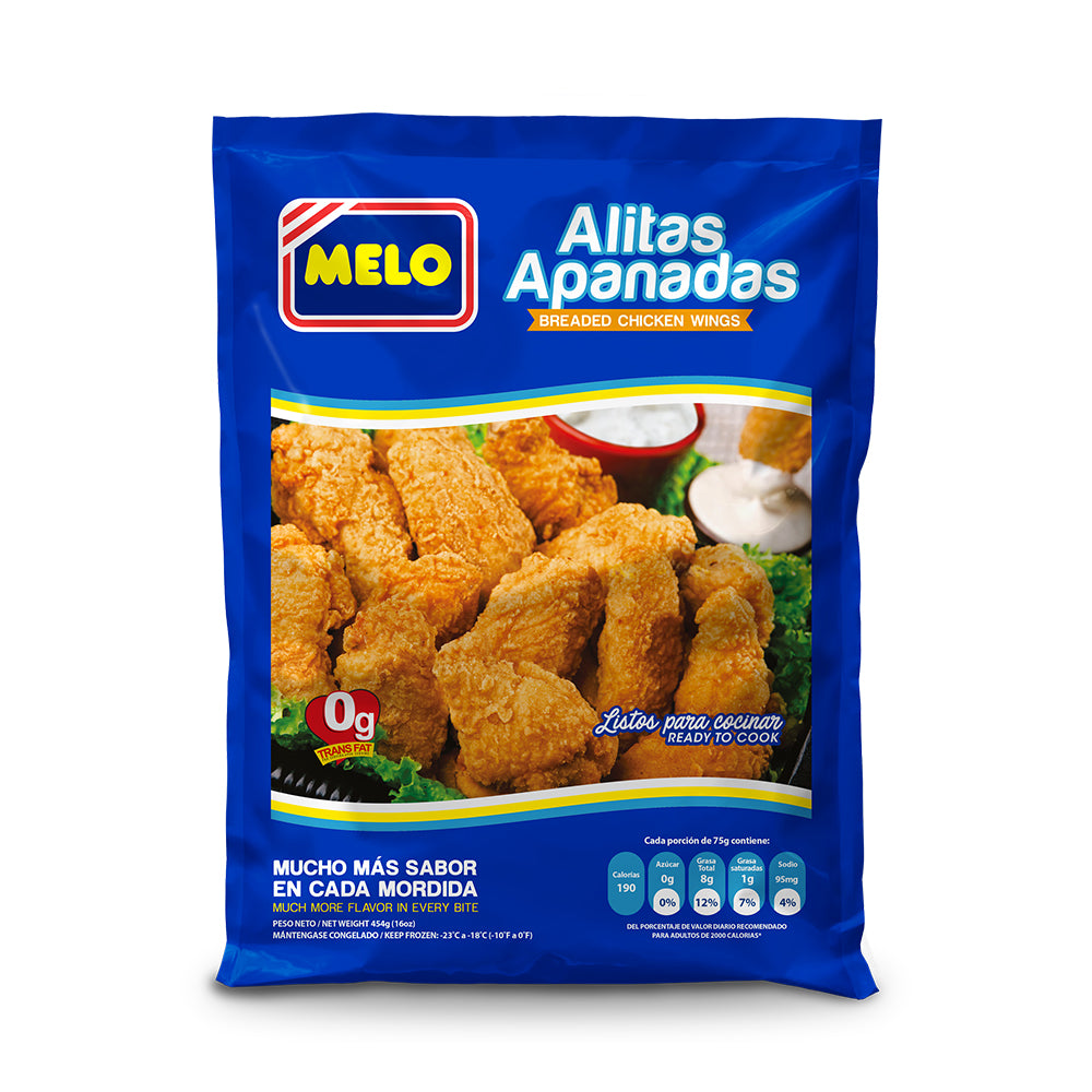 ALITAS DE POLLO APANADAS MELO 1 LB
