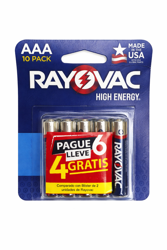 RAYOVAC HIGH ENERGY  AAA  10PK