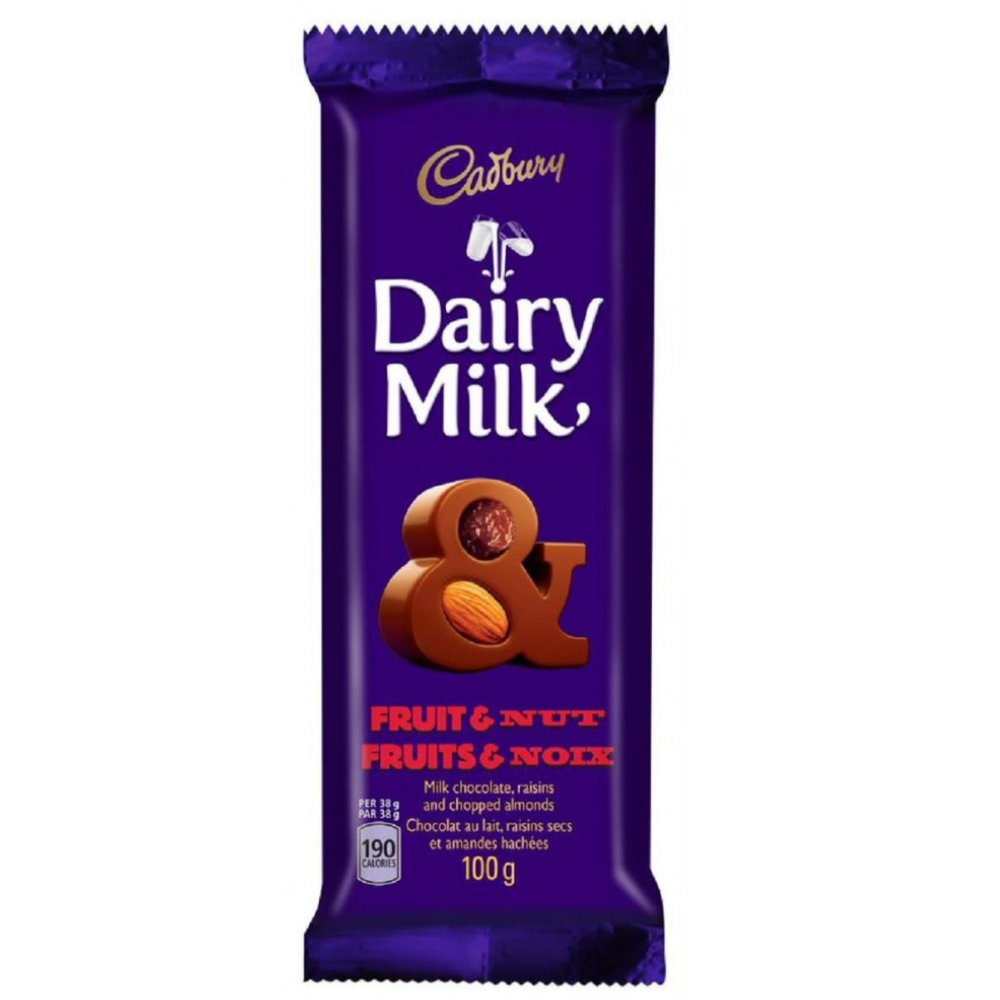 CHOCOLATE CADBURY DAIRY MILK FRUIT & NUT 90 GR