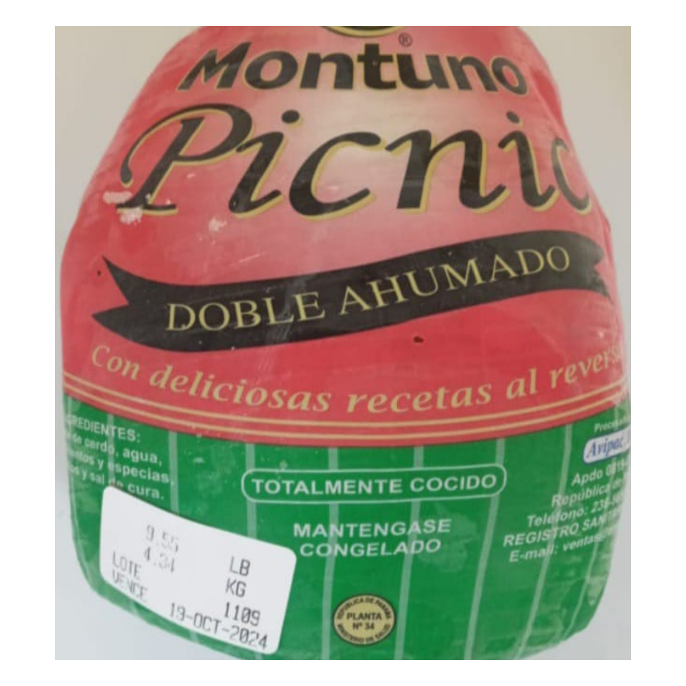 JAMON PICNIC DOBLE AHUMADO MONTUNO 3 A 4  KG