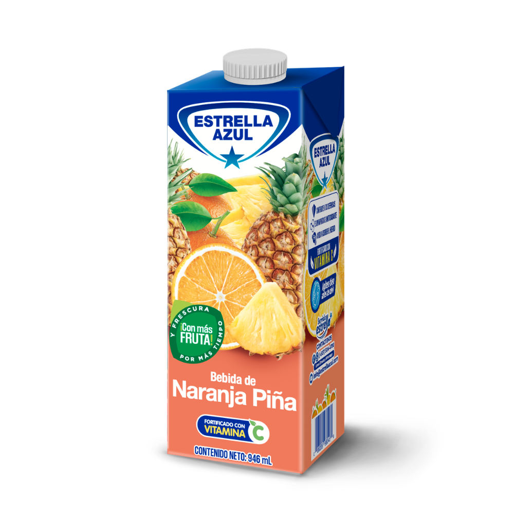 BEBIDA DE NARANJA PIÑA CON MAS FRUTA 946 ML