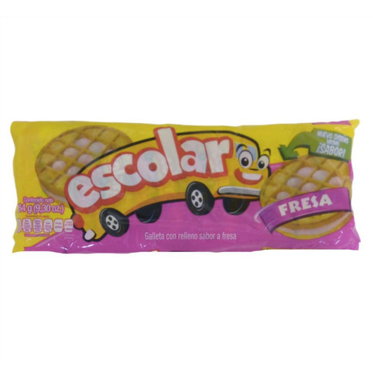 ESCOLAR FRESA GALLETA RELLENA DISP