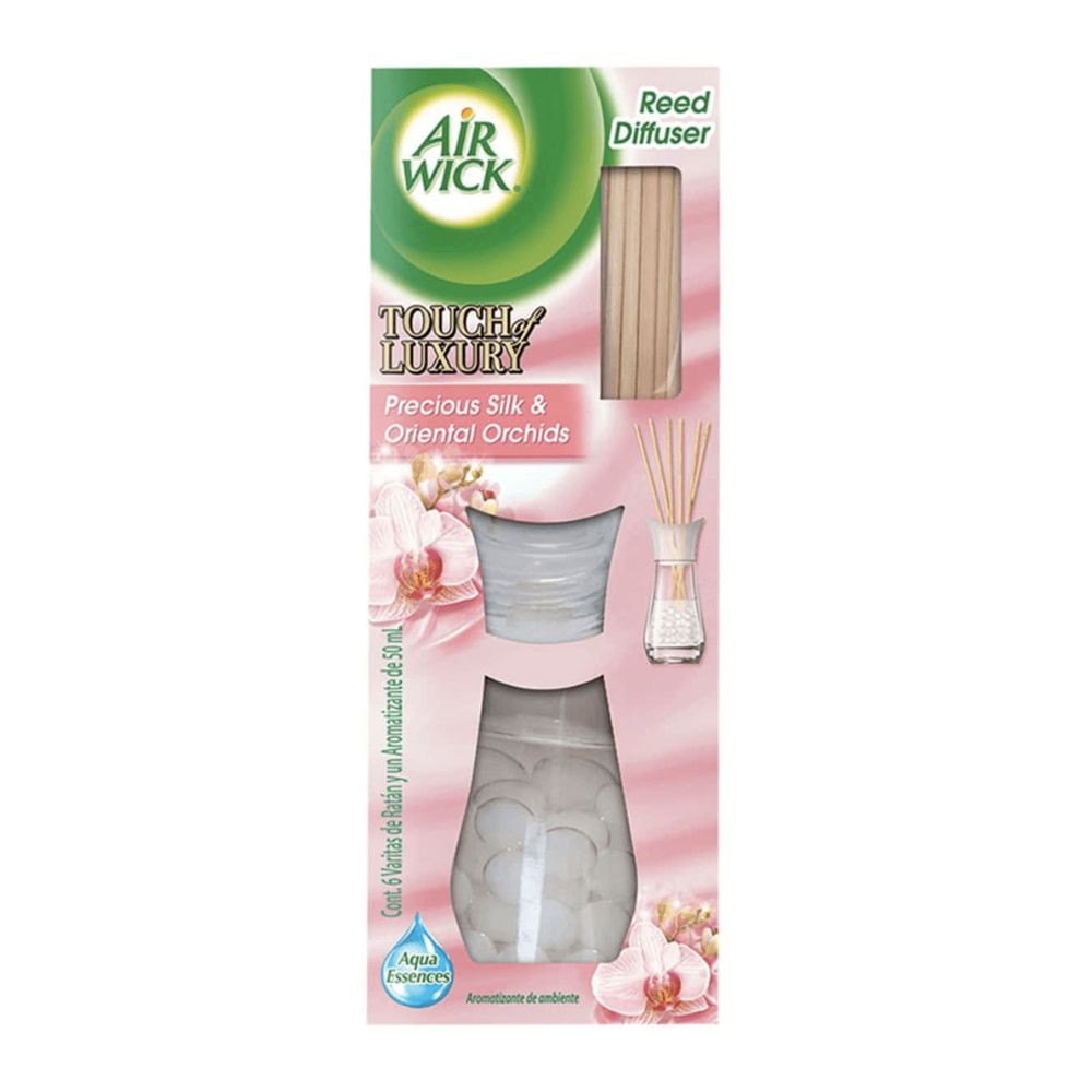 AROMATIZANTE AMBIENTAL REED DIFFUSER AIRWICK PRECIOUS SILK & ORIENTAL ORCHIDS 6 VARITAS 50 ML
