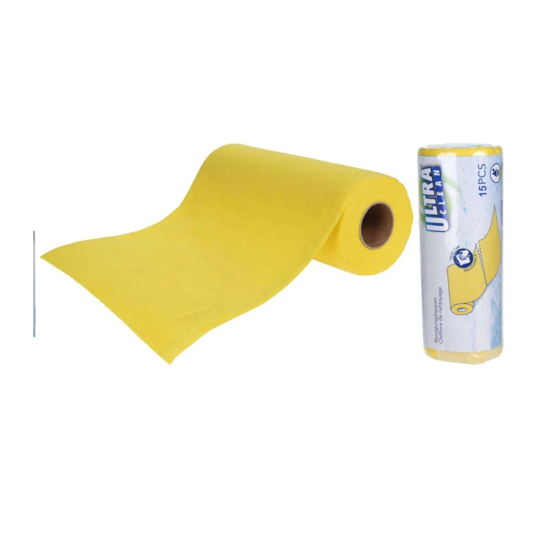 ROLLO DE PAN&#771;OS DE MICROFIBRAS PARA LIMPIEZA - 15 UNIDADES