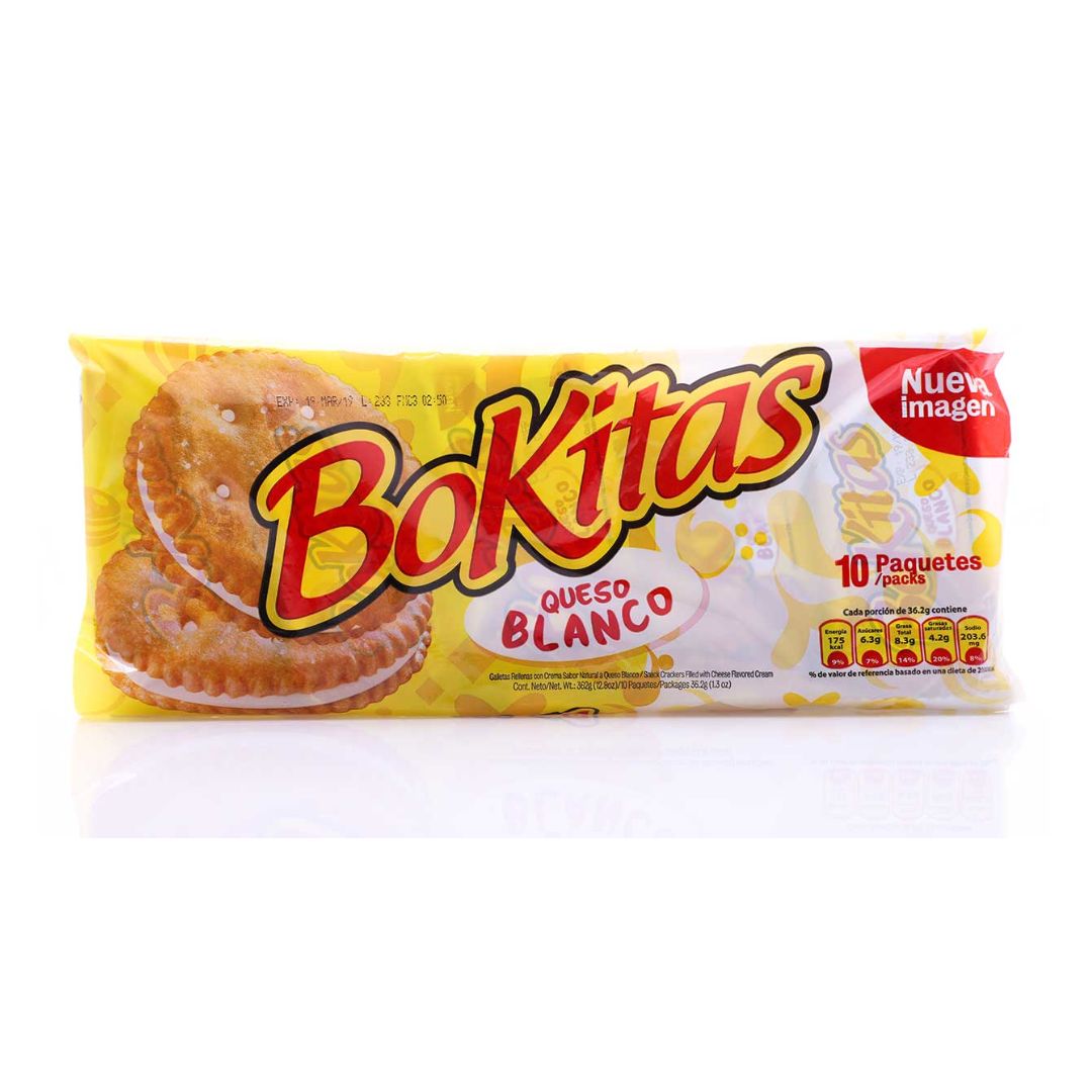 GALLETAS BOKITAS QUESO BLANCO  10 PAQUETES INDIVIDUALES