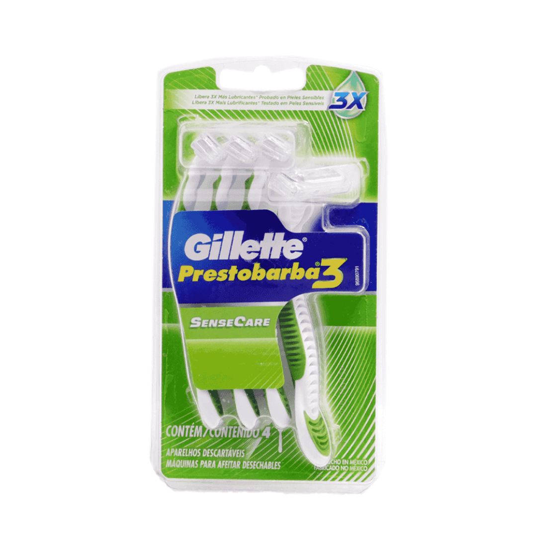 GILLETTE PRESTOBARBA3 PIEL SENSIBLE 4 UND