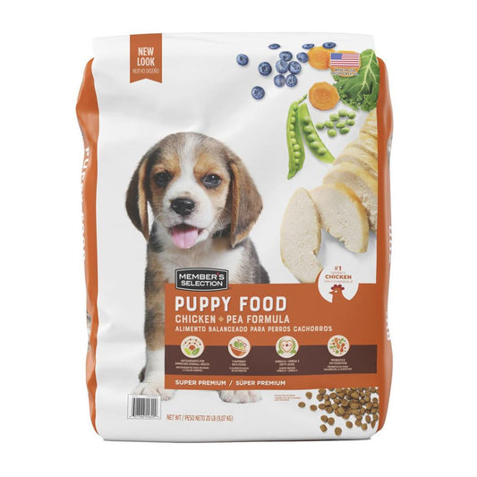 COMIDA DE PERRO CON POLLO Y GUISANTES PUPPY FOOD MEMBERS SELECTION 20 LBS