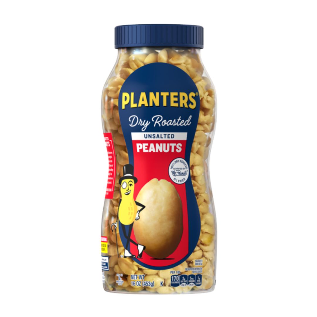 PLANTERS DRY ROASTED PEANUTS UNSALTED 16 OZ
