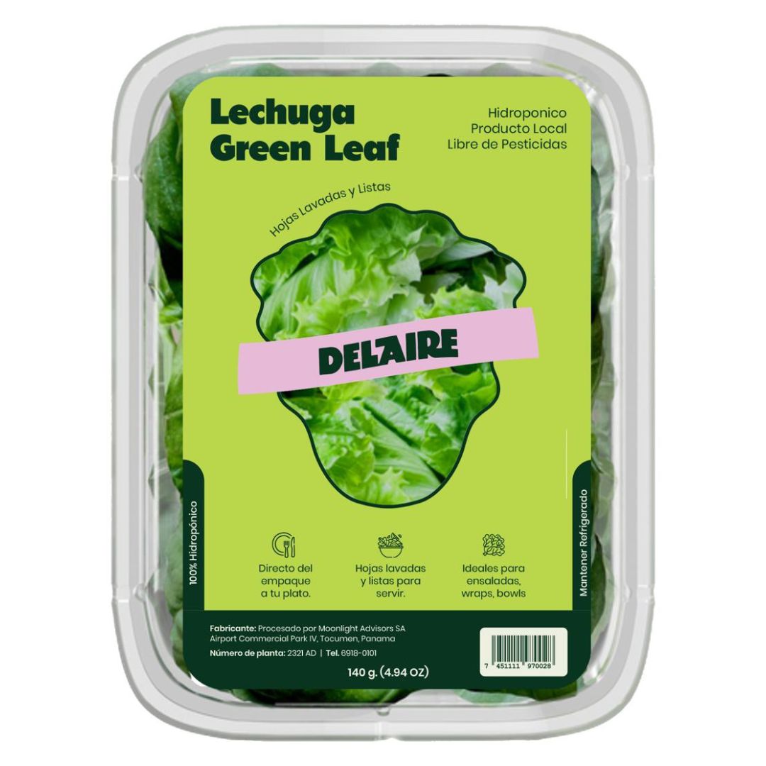 DEL AIRE LECHUGA HIDROPONICA GREEN LEAF 140 GRAMOS