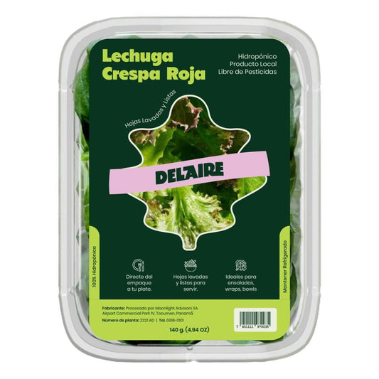 DEL AIRE LECHUGA HIDROPONICA CRESPA ROJA 140 GRAMOS