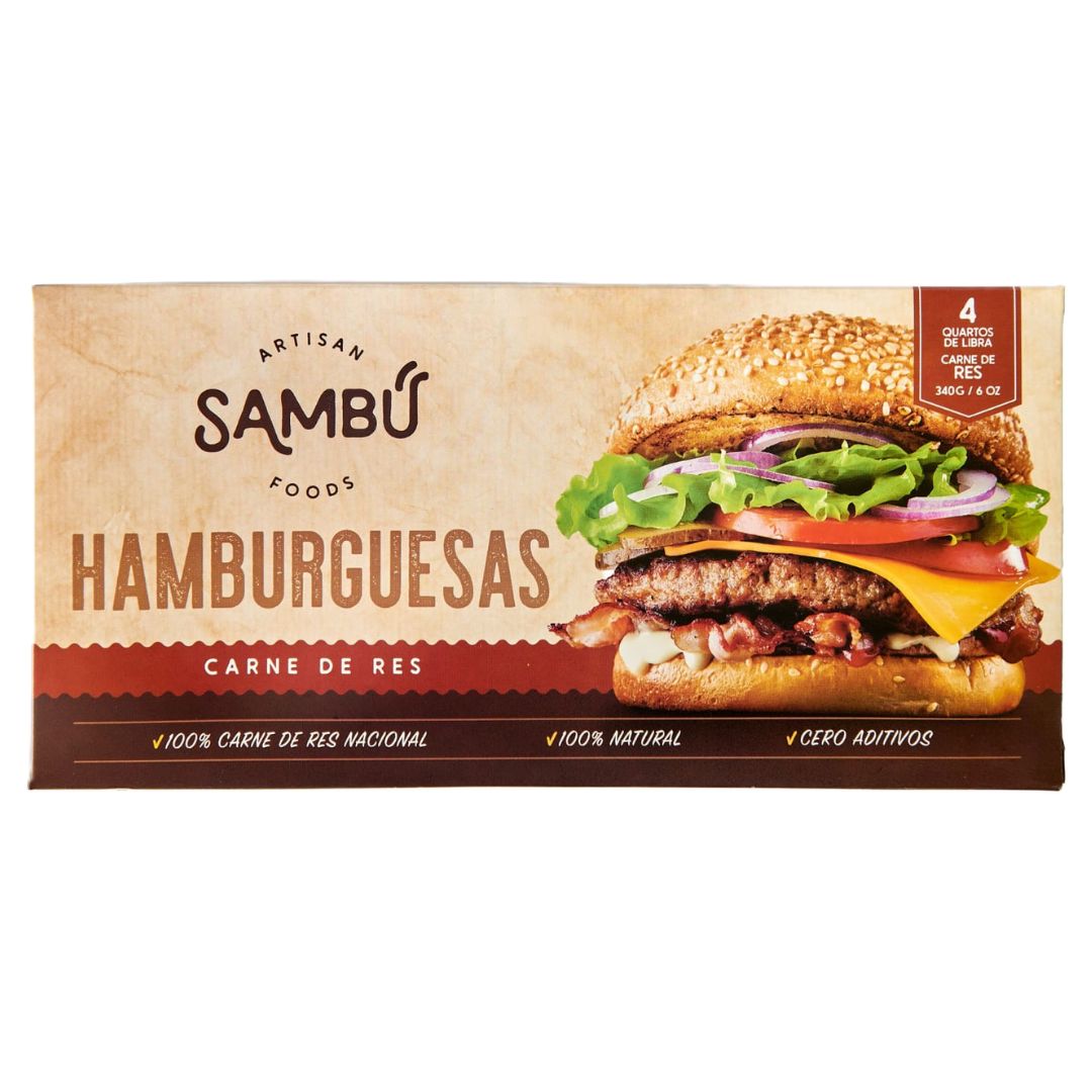 HAMBURGUESA DE RES SAMBU 4 UNIDADES