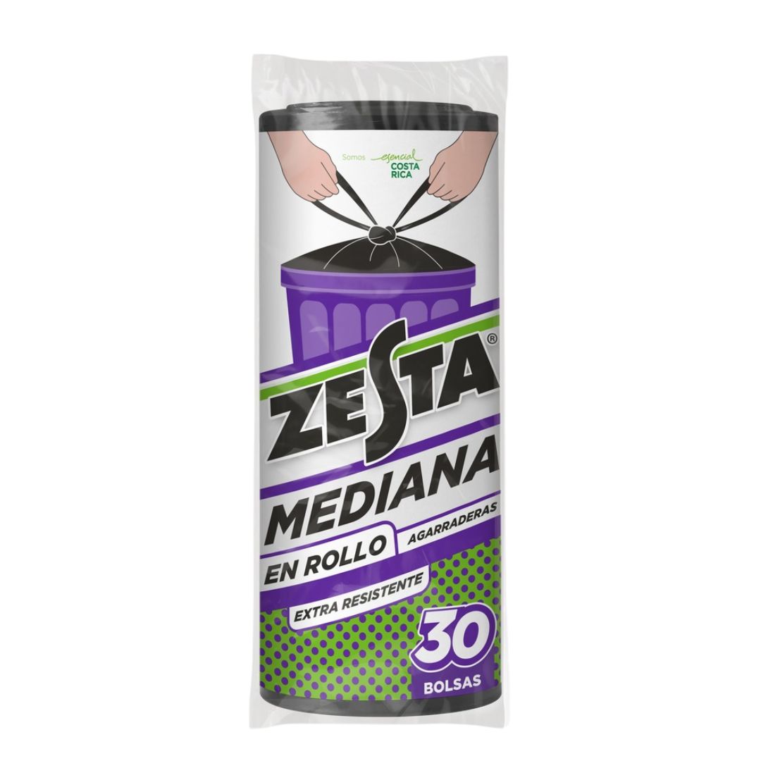 BOLSAS DE BASURA ZESTA ROLLO MEDIANA (22"X24)" 30 UND
