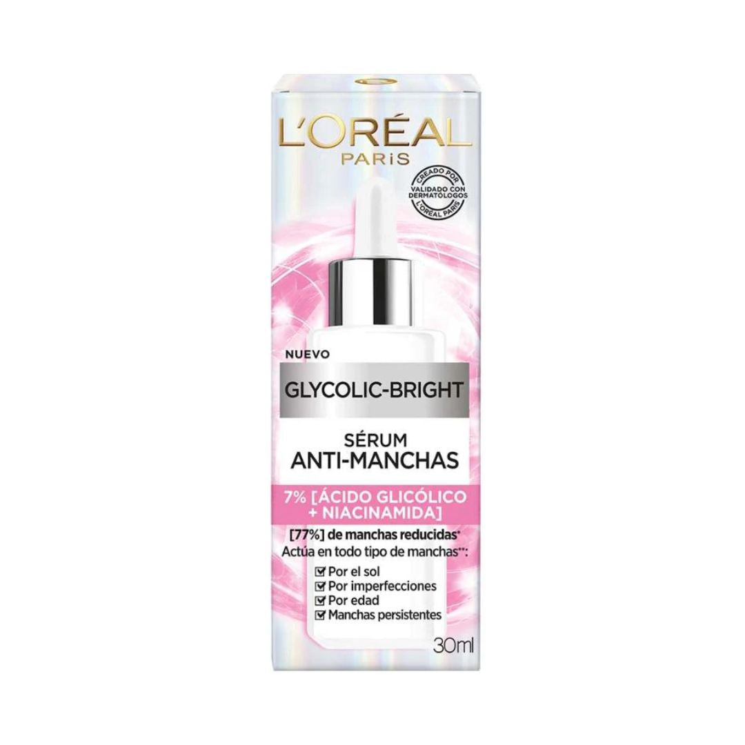SERUM FACIAL LOREAL PARIS ANTIMANCHAS ACIDO GLICOLICO Y NIACINAMIDA 30 ML