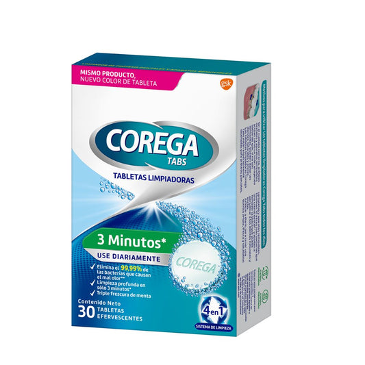 COREGA TABLETAS DE MENTA 30 UNIDADES